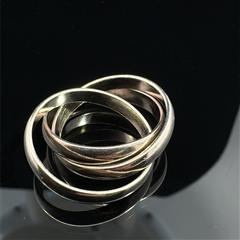 925 Sterling Silver 3 Interlinked Rings Size 5.5 4.8g